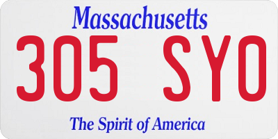 MA license plate 305SY0