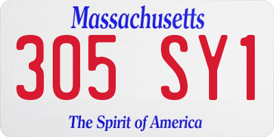 MA license plate 305SY1