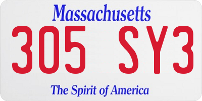 MA license plate 305SY3