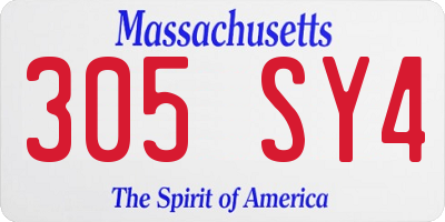 MA license plate 305SY4
