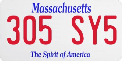 MA license plate 305SY5