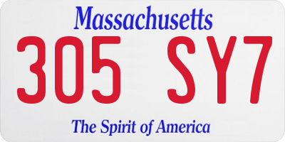 MA license plate 305SY7