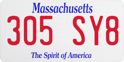 MA license plate 305SY8