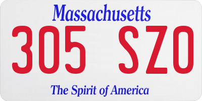 MA license plate 305SZ0