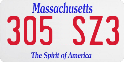 MA license plate 305SZ3