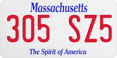 MA license plate 305SZ5