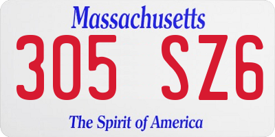 MA license plate 305SZ6