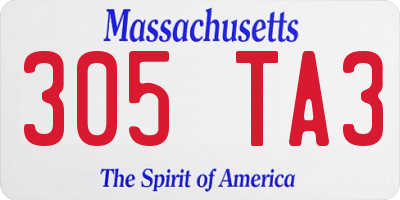 MA license plate 305TA3