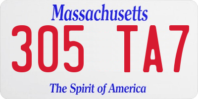 MA license plate 305TA7