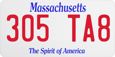MA license plate 305TA8