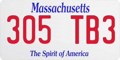 MA license plate 305TB3
