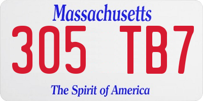 MA license plate 305TB7
