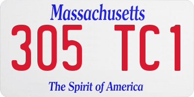 MA license plate 305TC1