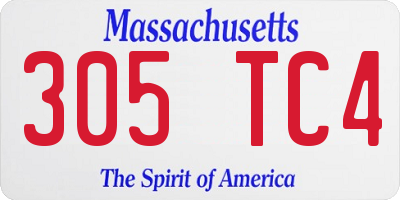 MA license plate 305TC4