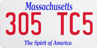 MA license plate 305TC5