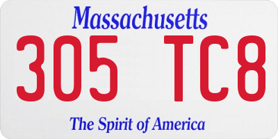MA license plate 305TC8