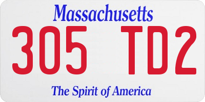 MA license plate 305TD2