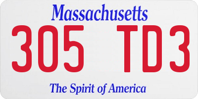 MA license plate 305TD3