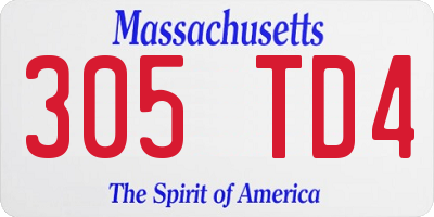 MA license plate 305TD4
