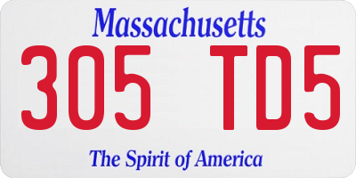 MA license plate 305TD5