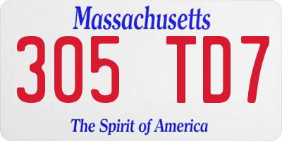MA license plate 305TD7