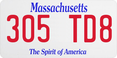 MA license plate 305TD8