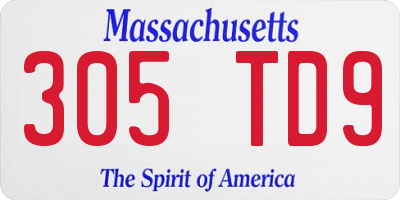 MA license plate 305TD9