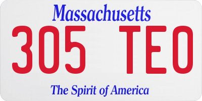 MA license plate 305TE0