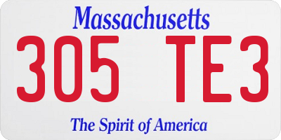 MA license plate 305TE3