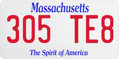 MA license plate 305TE8