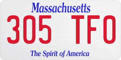 MA license plate 305TF0