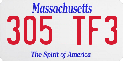 MA license plate 305TF3