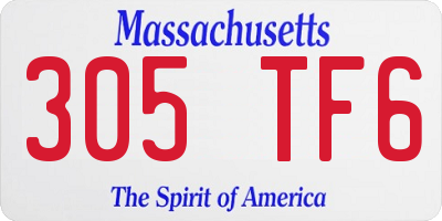 MA license plate 305TF6
