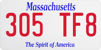 MA license plate 305TF8