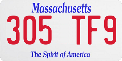 MA license plate 305TF9