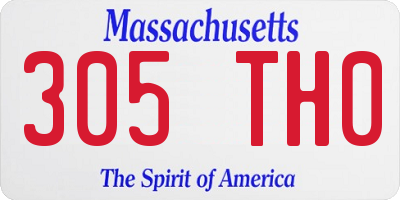 MA license plate 305TH0