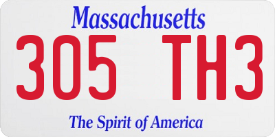 MA license plate 305TH3