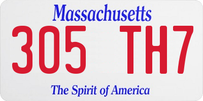 MA license plate 305TH7
