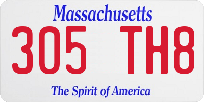 MA license plate 305TH8