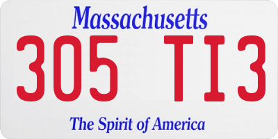 MA license plate 305TI3