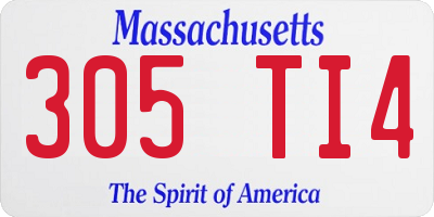 MA license plate 305TI4