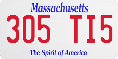 MA license plate 305TI5