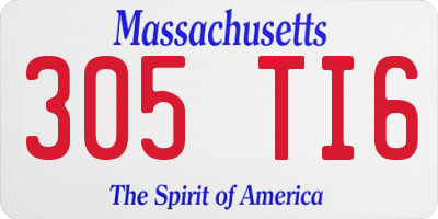 MA license plate 305TI6