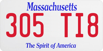 MA license plate 305TI8