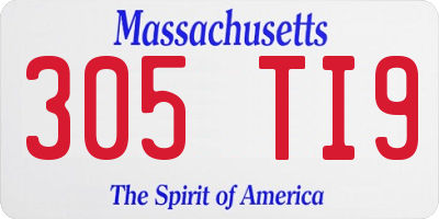 MA license plate 305TI9
