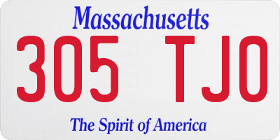MA license plate 305TJ0