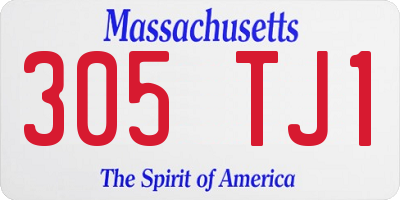 MA license plate 305TJ1