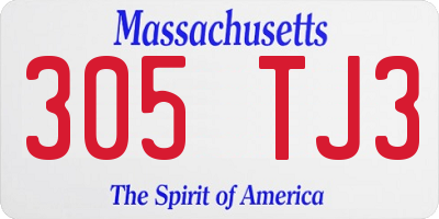 MA license plate 305TJ3