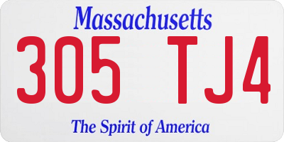 MA license plate 305TJ4