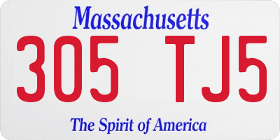 MA license plate 305TJ5